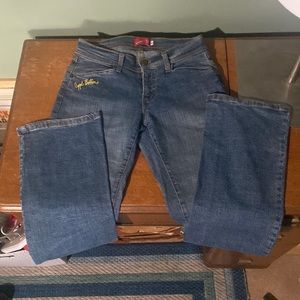 Retro 90’s Apple Bottom Jeans, distressed blue denim size 4